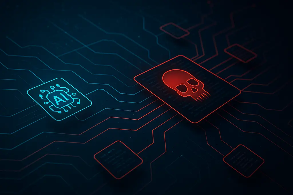 AI 기반 위장 공격을 시각화한 디지털 이미지
