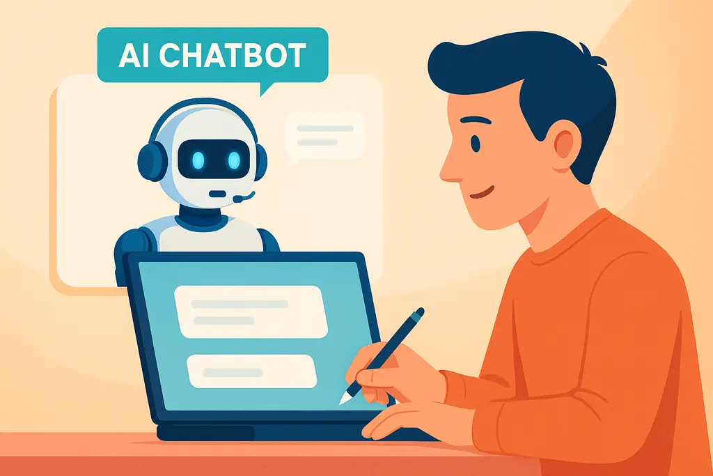 AI 챗봇과 상담하며 개인 정보를 입력하는 사람