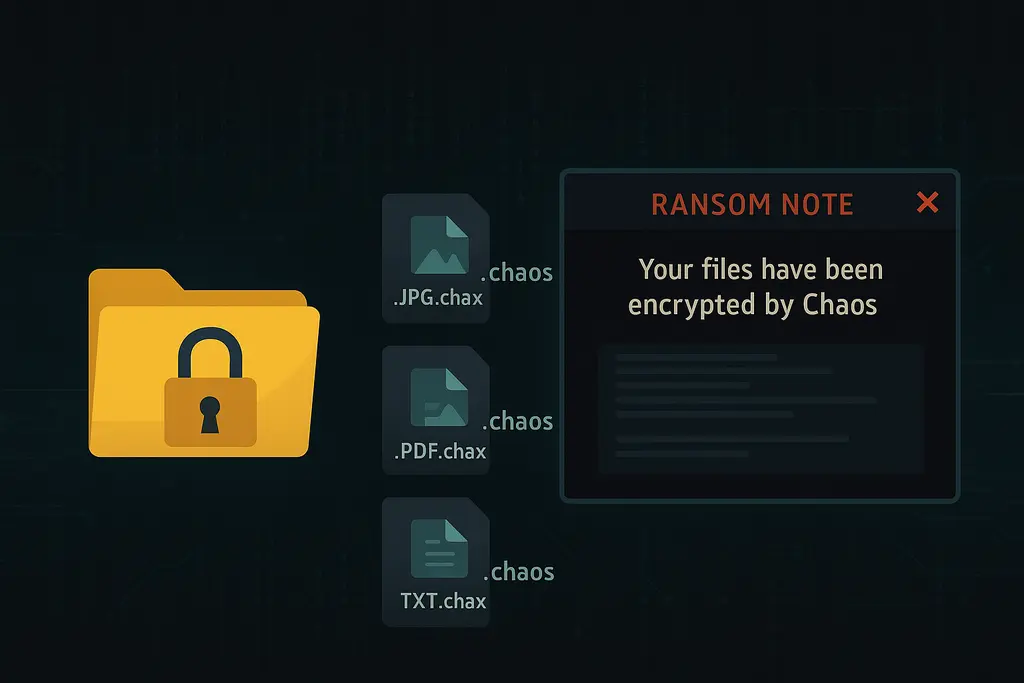 Chaos 랜섬웨어의 암호화 작동을 시각화한 이미지
